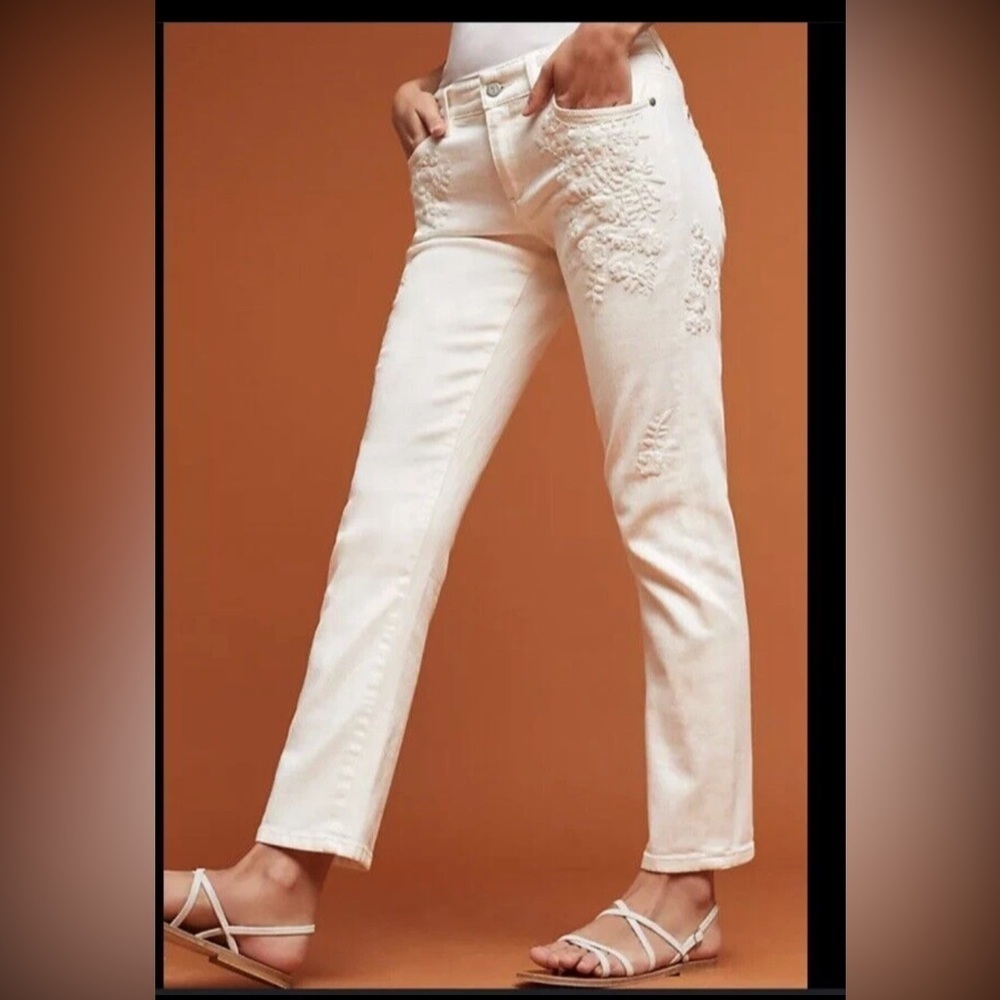Anthropologie Pilcro Letterpress Pants Size 32x25”Hyphen White Distressed
